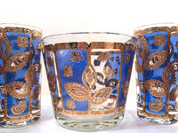 Load image into Gallery viewer, Culver Signed Mid-Century Blue and Gold Leaf 8-Piece Bar Set
