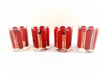 Load image into Gallery viewer, Georges Briard Signed 22-Karat Gold and Red Double Old Fashion Glasses (Set of 4)
