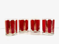 Load image into Gallery viewer, Georges Briard Signed 22-Karat Gold and Red Double Old Fashion Glasses (Set of 4)
