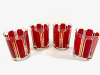 Load image into Gallery viewer, Georges Briard Signed 22-Karat Gold and Red Double Old Fashion Glasses (Set of 4)
