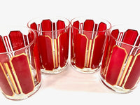 Load image into Gallery viewer, Georges Briard Signed 22-Karat Gold and Red Double Old Fashion Glasses (Set of 4)
