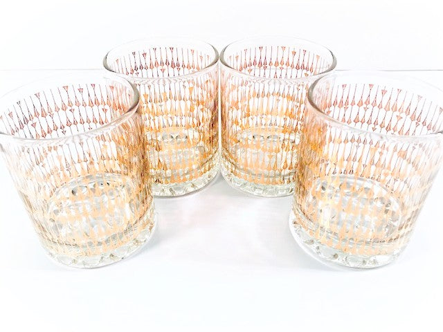 Retro Gold Elongated Diamond Glasses (Set of 4)