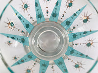 Load image into Gallery viewer, Fred Press Signed Mid-Century Aqua Atomic Star Glasses (Set of 4)
