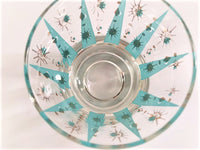 Load image into Gallery viewer, Fred Press Signed Mid-Century Aqua Atomic Star Glasses (Set of 4)
