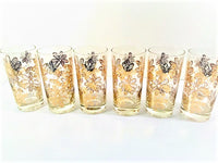 Load image into Gallery viewer, Frank Maietta Signed Mid-Century Golden Bee and Flower Glasses (Set of 6)
