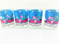 Load image into Gallery viewer, Cera Glass Mid-Century Snowman and Train Double Old Fashion Glasses (Set of 4)
