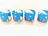 Load image into Gallery viewer, Cera Glass Mid-Century Snowman and Train Double Old Fashion Glasses (Set of 4)
