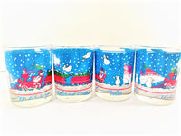 Load image into Gallery viewer, Cera Glass Mid-Century Snowman and Train Double Old Fashion Glasses (Set of 4)
