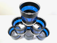 Load image into Gallery viewer, Georges Briard Signed Mid-Century Black and Blue Old Fashion Glasses (Set of 6)
