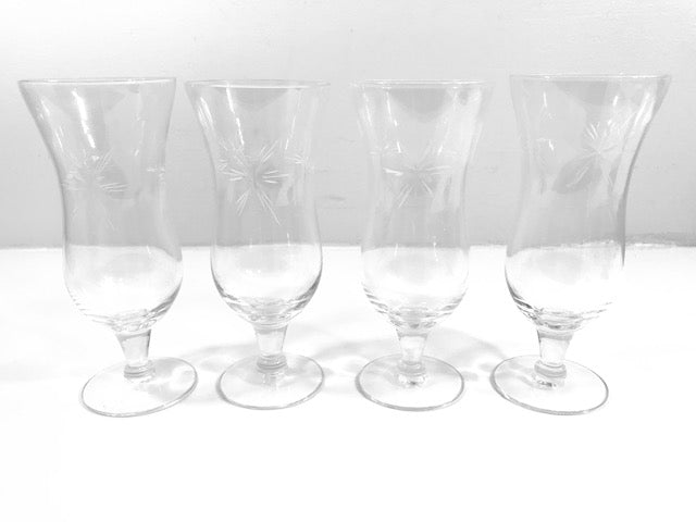 Mid-Century Etched Starburst Glasses (Set of 4)