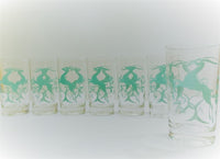 Load image into Gallery viewer, Federal Glass Mid-Century Art Deco Green Gazelle Glasses (Set of 7)
