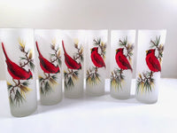 Load image into Gallery viewer, Gay Fad Mid-Century Cardinal and Pine Sprig Tall Collins Glasses (Set of 6)
