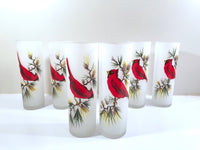 Load image into Gallery viewer, Gay Fad Mid-Century Cardinal and Pine Sprig Tall Collins Glasses (Set of 6)
