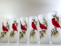 Load image into Gallery viewer, Gay Fad Mid-Century Cardinal and Pine Sprig Tall Collins Glasses (Set of 6)

