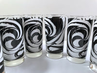 Load image into Gallery viewer, Libbey Partytime Mid-Century Black and White Atomic Swirl Glasses (Set of 8)
