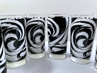 Load image into Gallery viewer, Libbey Partytime Mid-Century Black and White Atomic Swirl Glasses (Set of 8)
