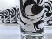 Load image into Gallery viewer, Libbey Partytime Mid-Century Black and White Atomic Swirl Glasses (Set of 8)
