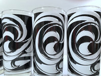 Load image into Gallery viewer, Libbey Partytime Mid-Century Black and White Atomic Swirl Glasses (Set of 8)
