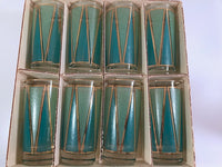 Load image into Gallery viewer, Libbey Partytime Blue and Green Atomic Peaks Cocktail Set (Set of 8 with Original Box)
