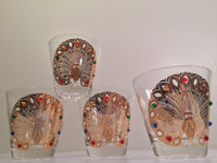 Load image into Gallery viewer, Culver Signed Mid-Century 22-Karat Gold Peacock Old Fashion Glasses (Set of 4)

