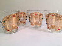 Load image into Gallery viewer, Culver Signed Mid-Century 22-Karat Gold Peacock Old Fashion Glasses (Set of 4)
