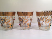 Load image into Gallery viewer, Culver Mid-Century 22-Karat Gold Charm Bracelet Double Old Fashion Glasses (Set of 3)
