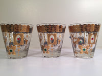 Load image into Gallery viewer, Culver Mid-Century 22-Karat Gold Charm Bracelet Double Old Fashion Glasses (Set of 3)
