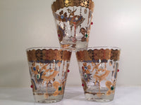 Load image into Gallery viewer, Culver Mid-Century 22-Karat Gold Charm Bracelet Double Old Fashion Glasses (Set of 3)
