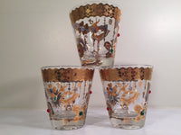 Load image into Gallery viewer, Culver Mid-Century 22-Karat Gold Charm Bracelet Double Old Fashion Glasses (Set of 3)
