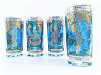 Load image into Gallery viewer, Culver Signed Mid-Century Blue Genie Highball Glasses (Set of 4)
