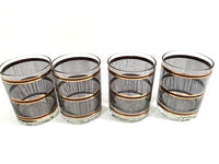Load image into Gallery viewer, Culver Mid-Century Gold and Black Band Double Old Fashion Glasses (Set of 4)
