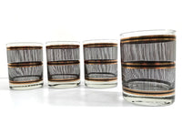 Load image into Gallery viewer, Culver Mid-Century Gold and Black Band Double Old Fashion Glasses (Set of 4)
