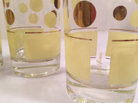 Load image into Gallery viewer, Fred Press Signed Mid-Century Yellow and 22-Karat Gold Bubble Glasses (Set of 5)

