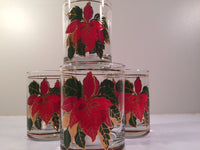 Load image into Gallery viewer, Culver Signed Mid-Century Poinsettia Double Old Fashion Glasses (Set of 4 With Original Box)
