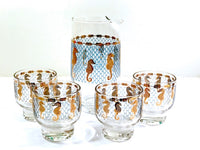 Load image into Gallery viewer, Culver Signed Mid-Century Seahorse 5-Piece Cocktail Set
