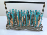 Load image into Gallery viewer, Fred Press Signed Mid-Century 22-Karat Gold Blue Leaf Cocktail Bar Set
