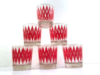 Load image into Gallery viewer, Mid-Century Red Starburst Glasses (Set of 6)
