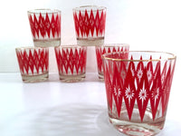 Load image into Gallery viewer, Mid-Century Red Starburst Glasses (Set of 6)
