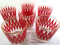 Load image into Gallery viewer, Mid-Century Red Starburst Glasses (Set of 6)

