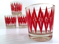 Load image into Gallery viewer, Mid-Century Red Starburst Glasses (Set of 4)
