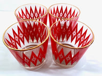 Load image into Gallery viewer, Mid-Century Red Starburst Glasses (Set of 4)
