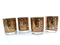 Load image into Gallery viewer, Culver Mid-Century 22-Karat Gold Greek Key Double Old Fashion Glasses (Set of 4)
