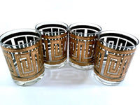 Load image into Gallery viewer, Culver Mid-Century 22-Karat Gold Greek Key Double Old Fashion Glasses (Set of 4)
