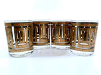Load image into Gallery viewer, Culver Mid-Century 22-Karat Gold Greek Key Double Old Fashion Glasses (Set of 4)
