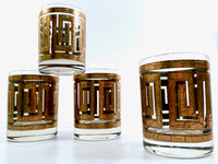 Load image into Gallery viewer, Culver Mid-Century 22-Karat Gold Greek Key Double Old Fashion Glasses (Set of 4)

