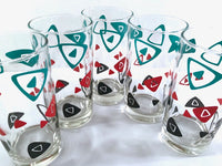 Load image into Gallery viewer, Dominion Glass Mid-Century Tri-Color Boomerang Glasses (Set of 5)
