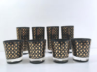 Load image into Gallery viewer, Georges Briard Signed Mid-Century Black and 22-Karat Gold 8-Piece Cocktail Set
