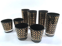 Load image into Gallery viewer, Georges Briard Signed Mid-Century Black and 22-Karat Gold 8-Piece Cocktail Set
