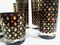 Load image into Gallery viewer, Georges Briard Signed Mid-Century Black and 22-Karat Gold 8-Piece Cocktail Set
