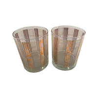 Load image into Gallery viewer, Georges Briard Signed Gold and White Abstract Double Old Fashion Glasses (Set of 2)
